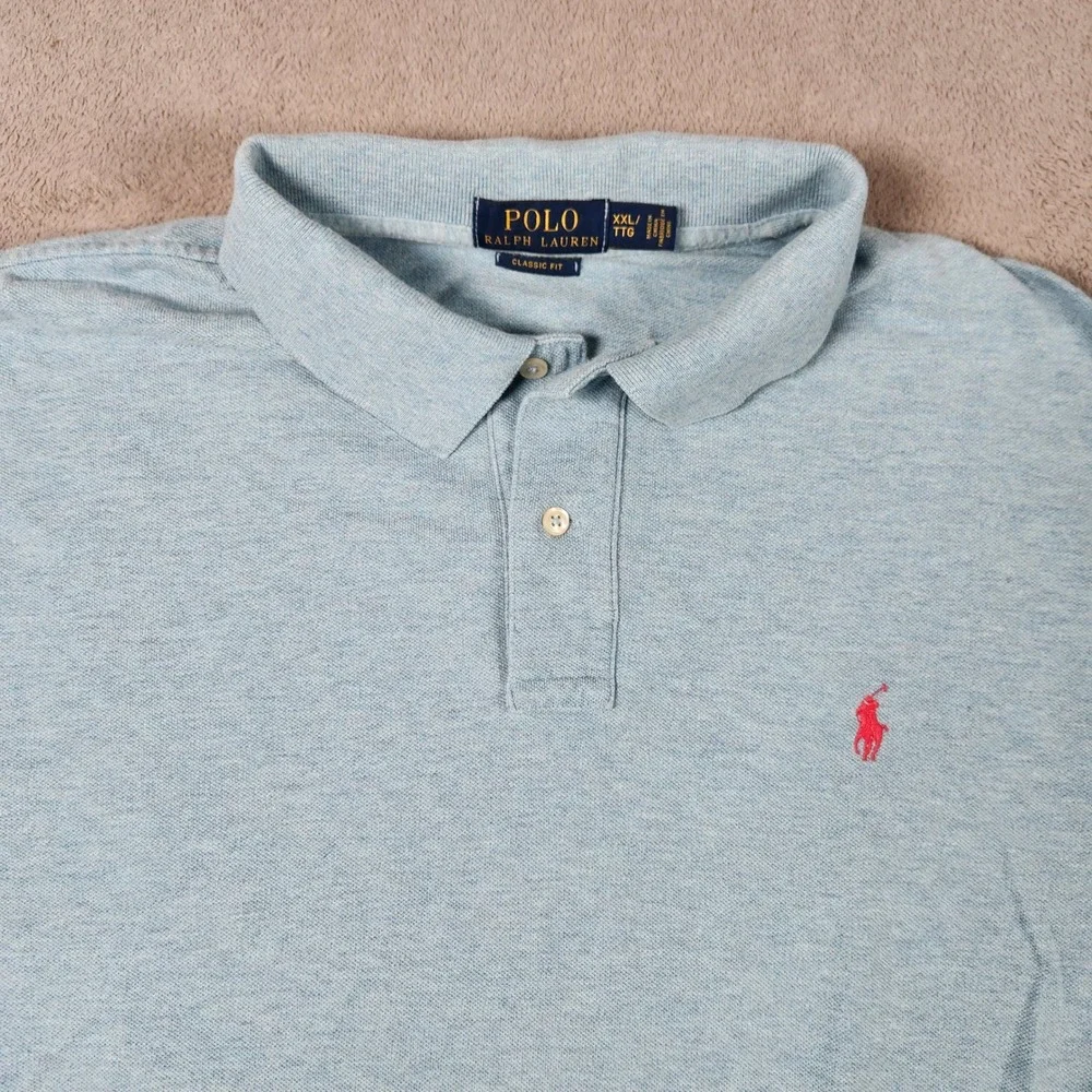 Polo Ralph Lauren Classic Fit Short Sleeve Polo Mens XXL Shirt Light Blue Cotton